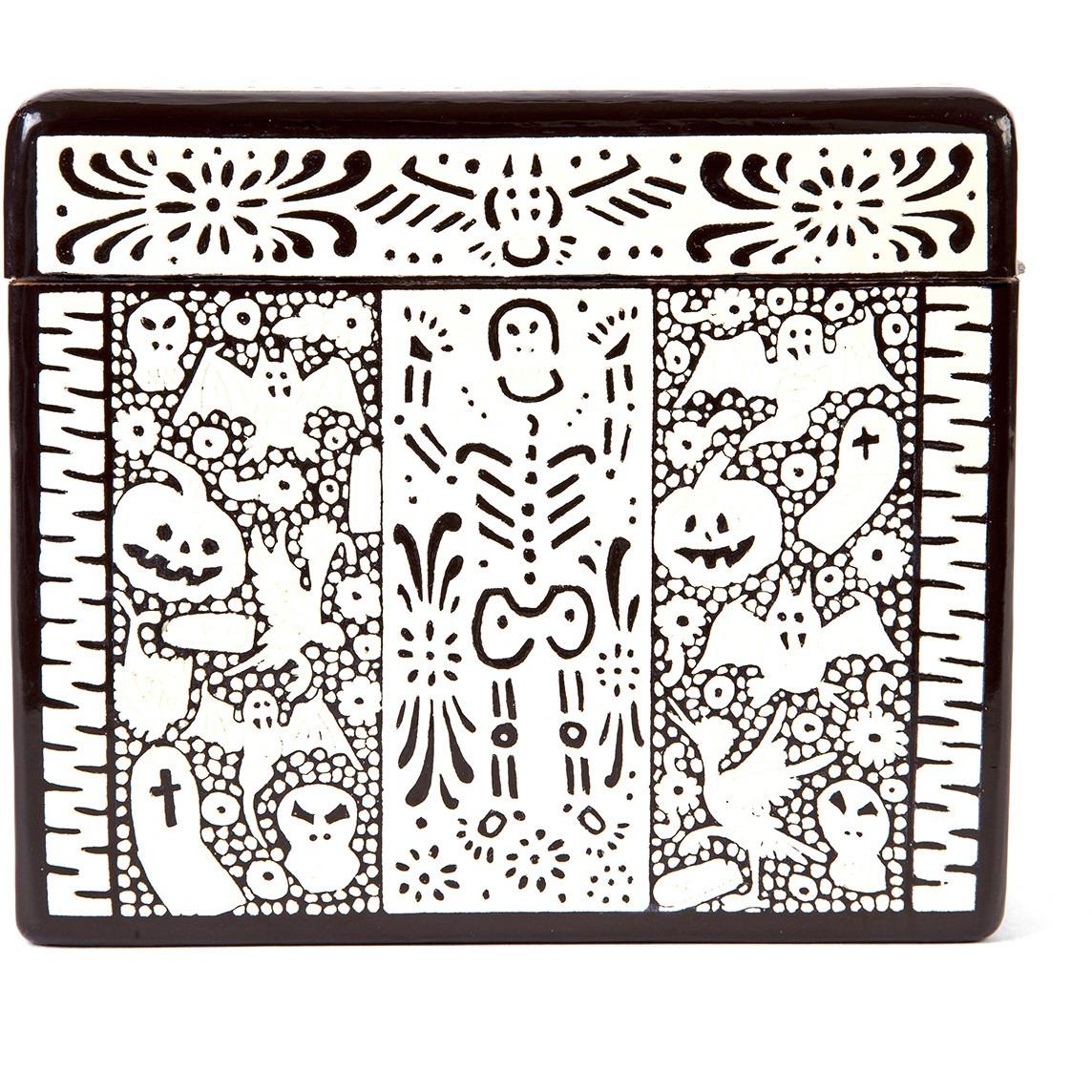 Caja Dia de Muertos / Woodcarving Lacquer Mexican Folk Art