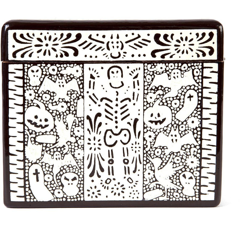Caja Dia de Muertos / Woodcarving Lacquer Mexican Folk Art