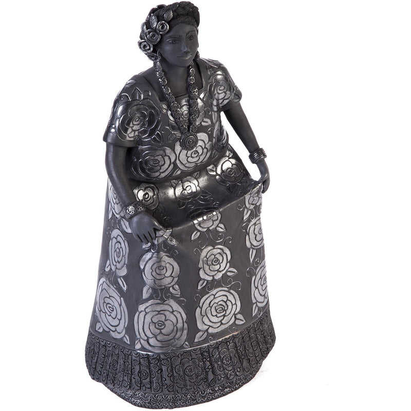Traje Tehuantepec-Oaxaca / Ceramics Black Clay Mexican Folk Art