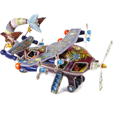 El Avion de Guerrero / Woodcarving Lacquer Mexican Folk Art