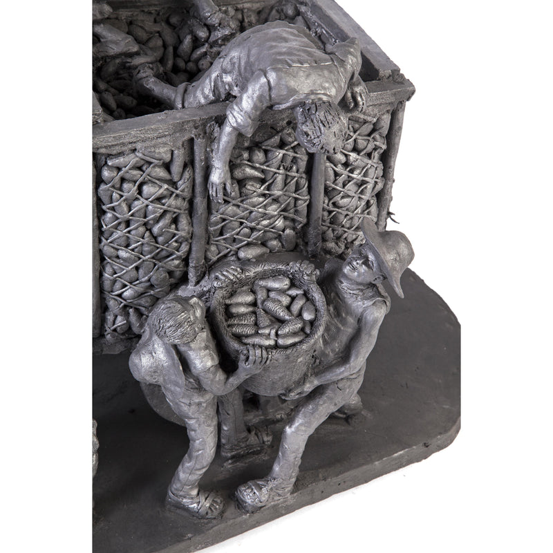 Recoleccion de Maiz / Ceramics Black Clay Mexican Folk Art