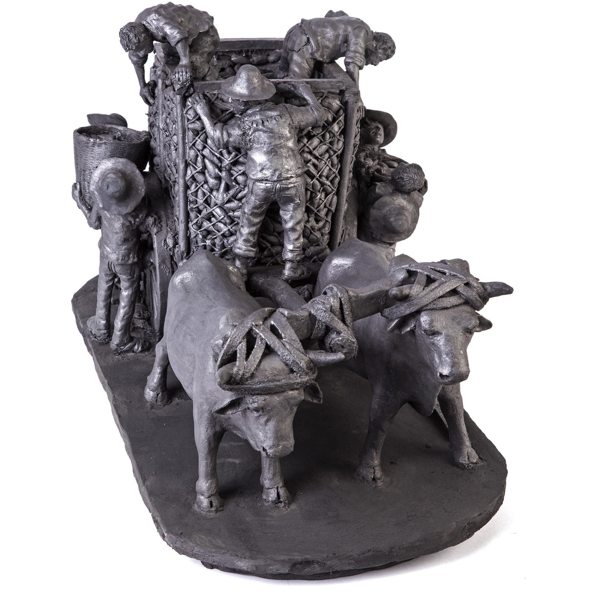 Recoleccion de Maiz / Ceramics Black Clay Mexican Folk Art