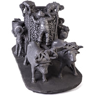 Recoleccion de Maiz / Ceramics Black Clay Mexican Folk Art