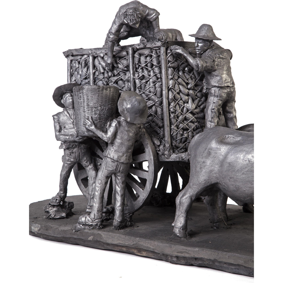 Recoleccion de Maiz / Ceramics Black Clay Mexican Folk Art