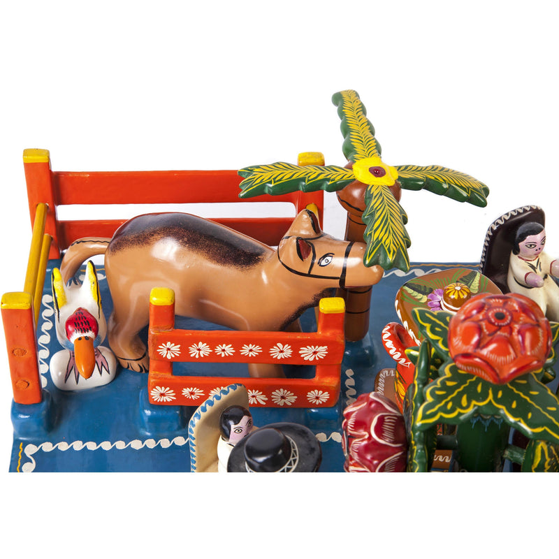 Cocinando / Woodcarving Lacquer Mexican Folk Art