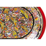 Batea Ovalada Perfilada en Oro / Woodcarving Lacquer Mexican Folk Art