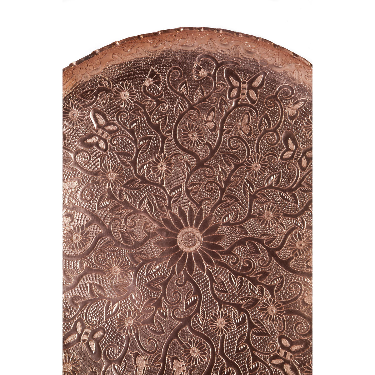 Charola con Mariposa y Flor / Copper Mexican Folk Art