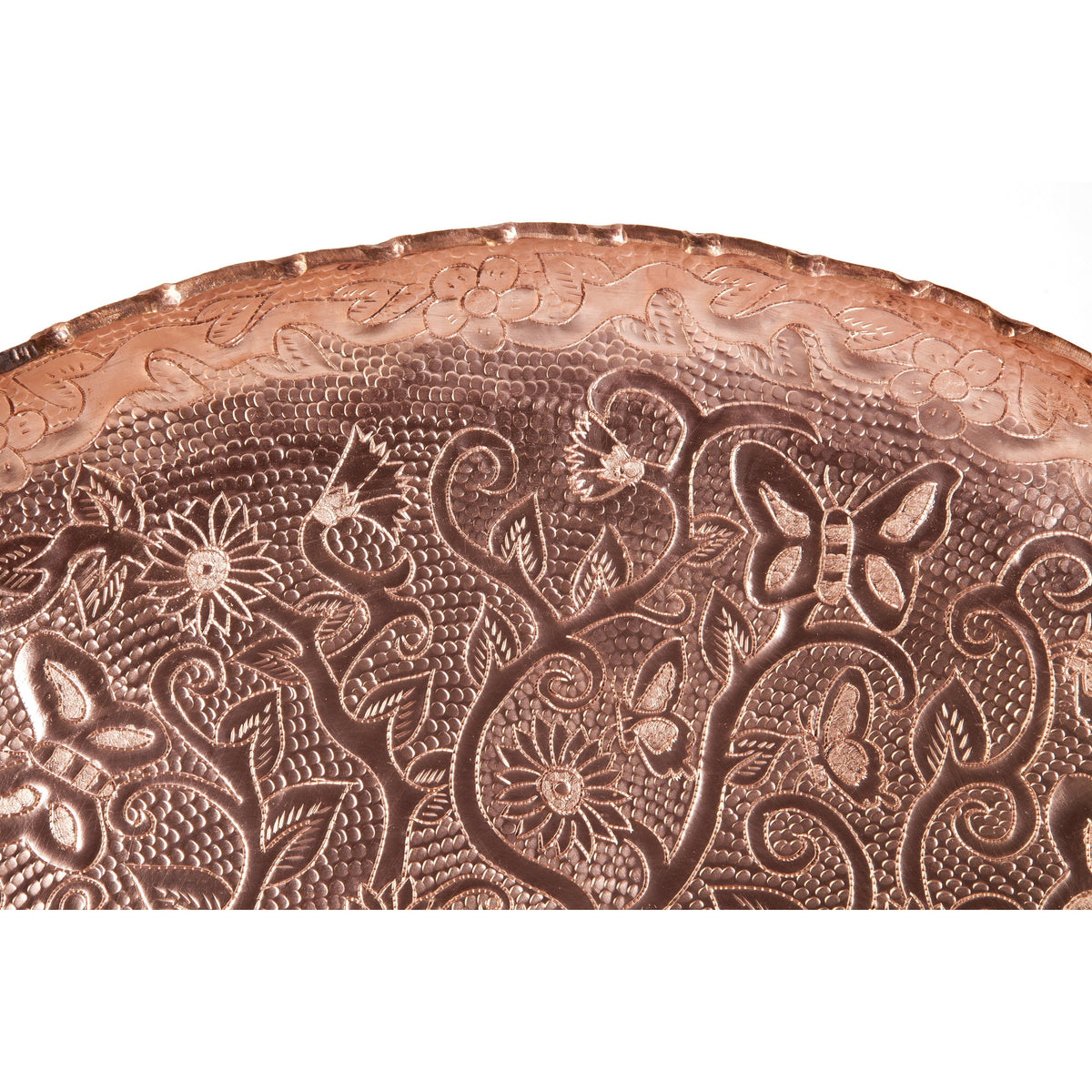 Charola con Mariposa y Flor / Copper Mexican Folk Art