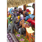 Santa Claus en el Nacimiento / Woodcarving Lacquer Mexican Folk Art Nativity