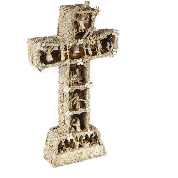 La Vida de Jesus en la Cruz / Vegetable Fibers Mexican Folk Art Sculpture