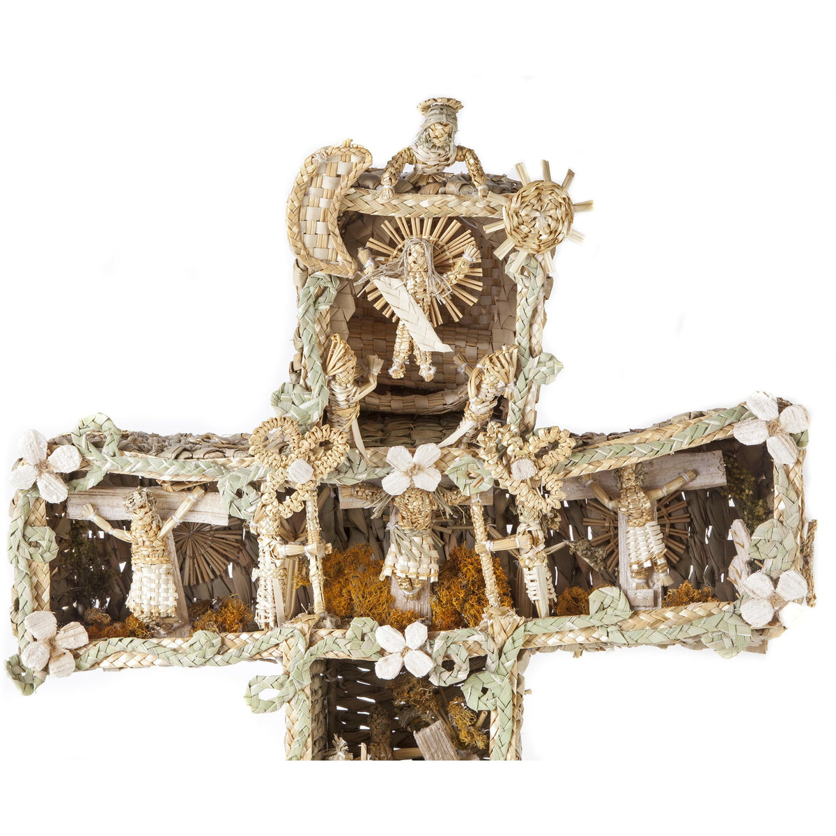 La Vida de Jesus en la Cruz / Vegetable Fibers Mexican Folk Art Sculpture