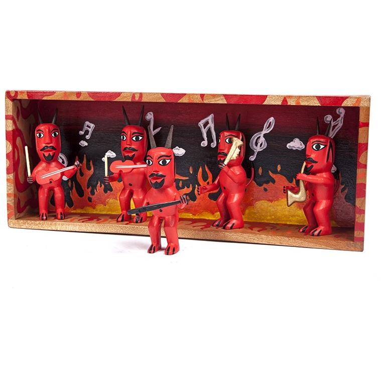 Banda de Diablitos / Woodcarving Alebrije Mexican Folk Art Sculpture