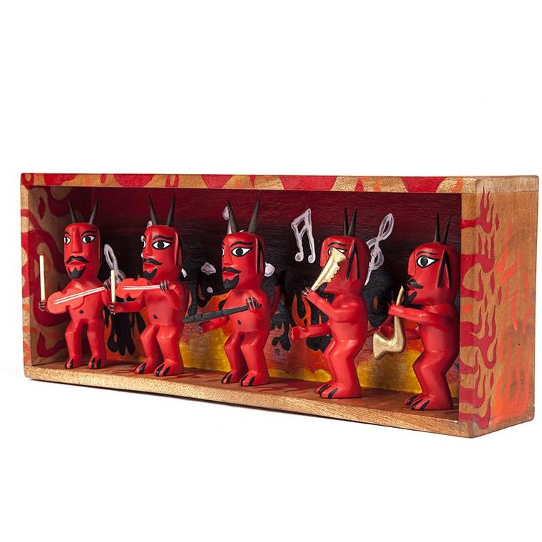 Banda de Diablitos / Woodcarving Alebrije Mexican Folk Art Sculpture