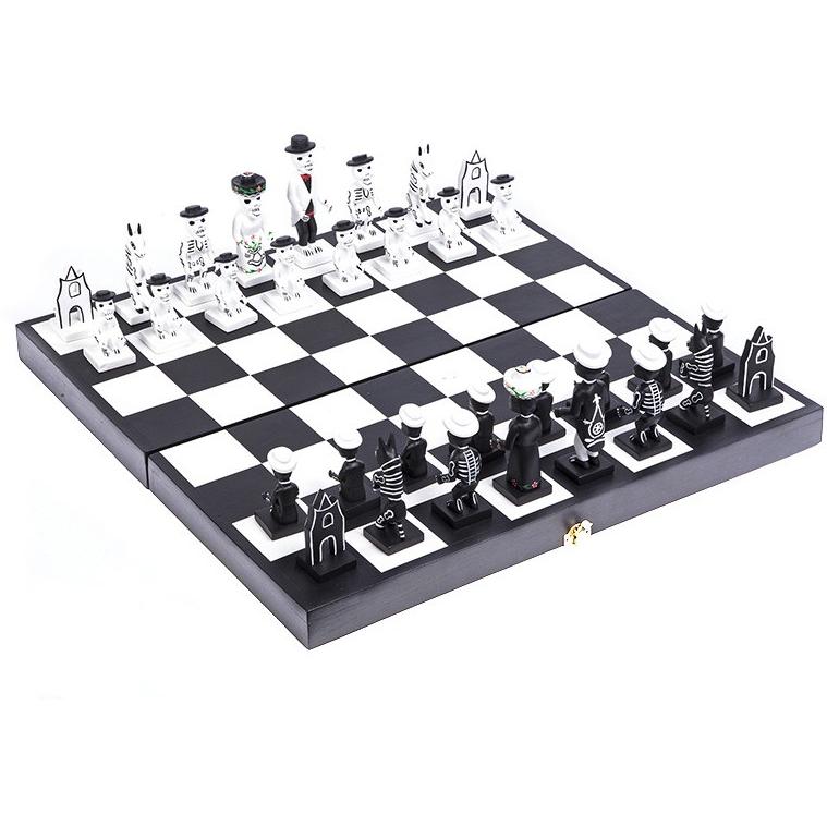 Ajedrez Dia de Muertos / Woodcarving Mexican Folk Art Chess