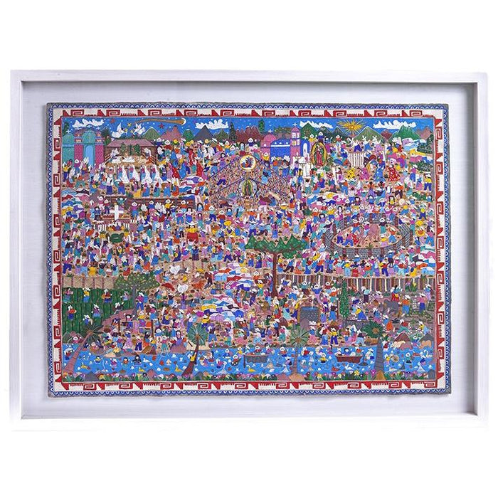 Festividades de la Virgen de Guadalupe / Amate Paper Mexican Folk Art Painting Frame