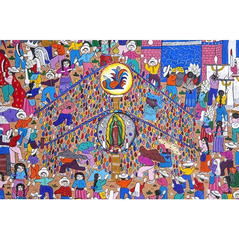 Festividades de la Virgen de Guadalupe / Amate Paper Mexican Folk Art Painting Frame