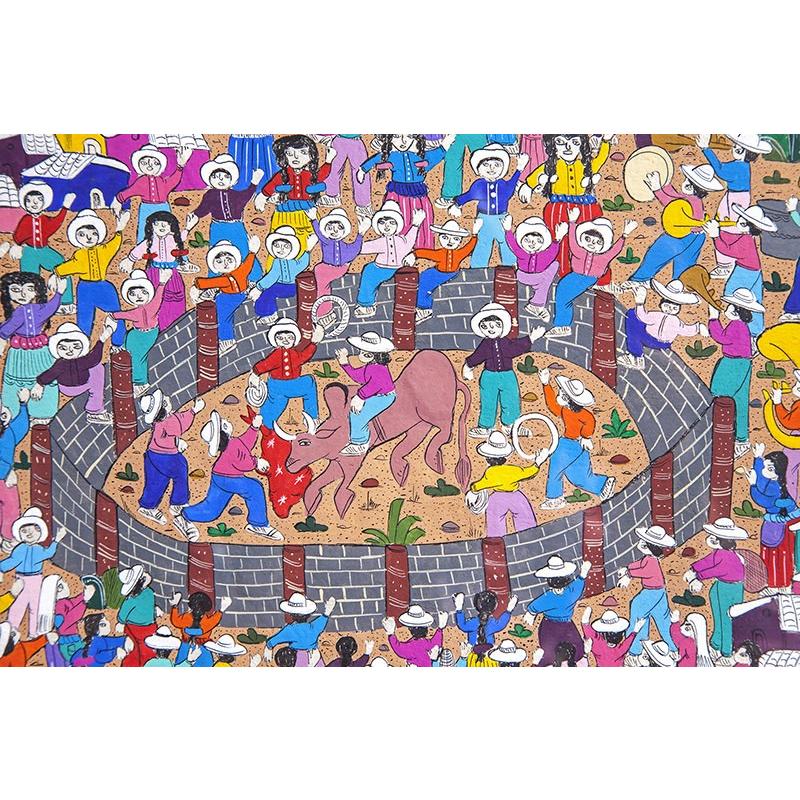 Festividades de la Virgen de Guadalupe / Amate Paper Mexican Folk Art Painting Frame