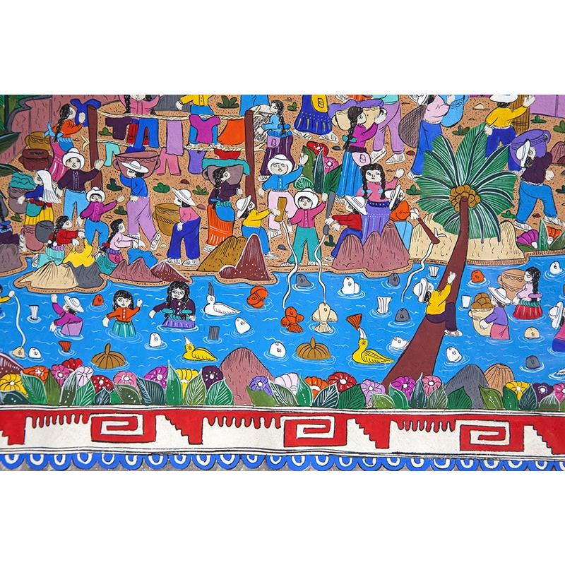 Festividades de la Virgen de Guadalupe / Amate Paper Mexican Folk Art Painting Frame