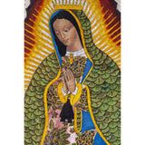 Virgen de Guadalupe con Marco Taraceado en Pluma / Mexican Folk Art Featherwork Frame