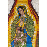 Virgen de Guadalupe con Marco Taraceado en Pluma / Mexican Folk Art Featherwork Frame