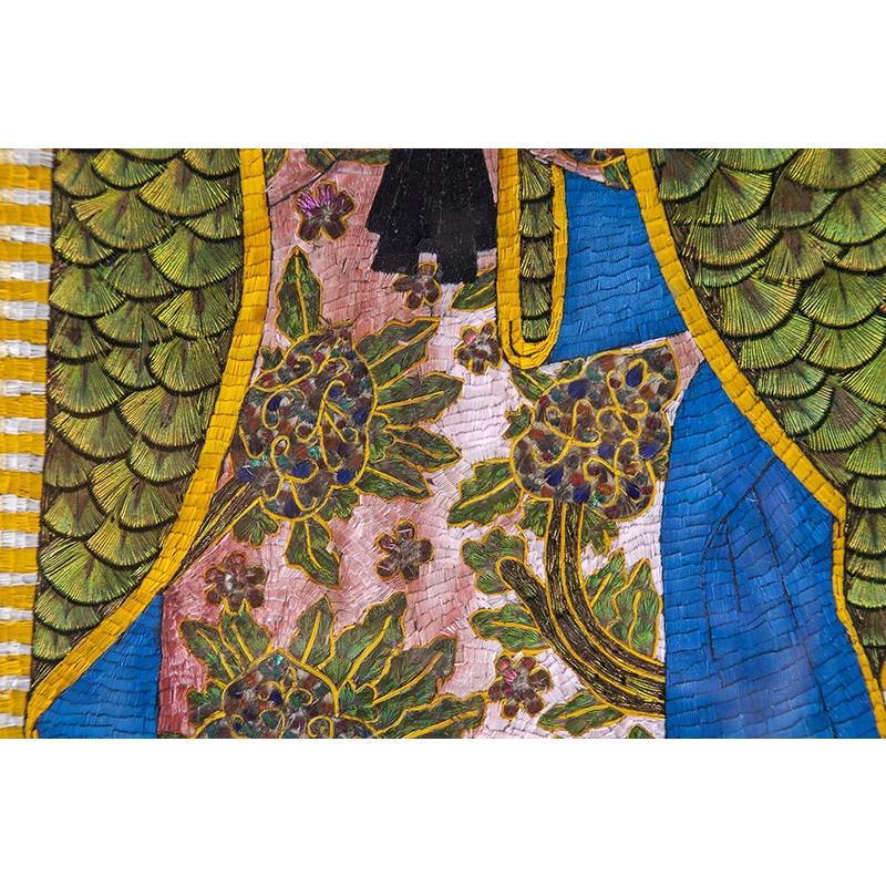 Virgen de Guadalupe con Marco Taraceado en Pluma / Mexican Folk Art Featherwork Frame