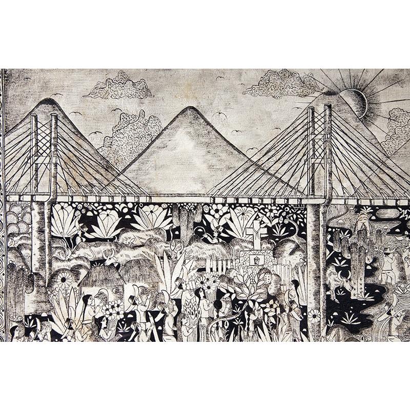 Vista de Xalitla / Amate Paper Mexican Folk Art Painting Frame