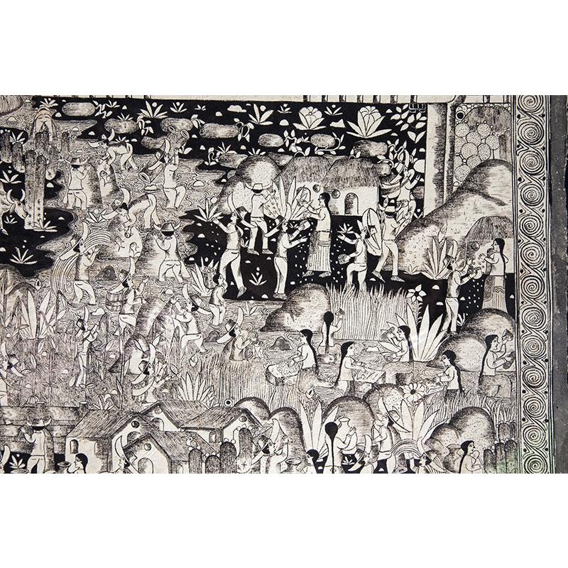 Vista de Xalitla / Amate Paper Mexican Folk Art Painting Frame