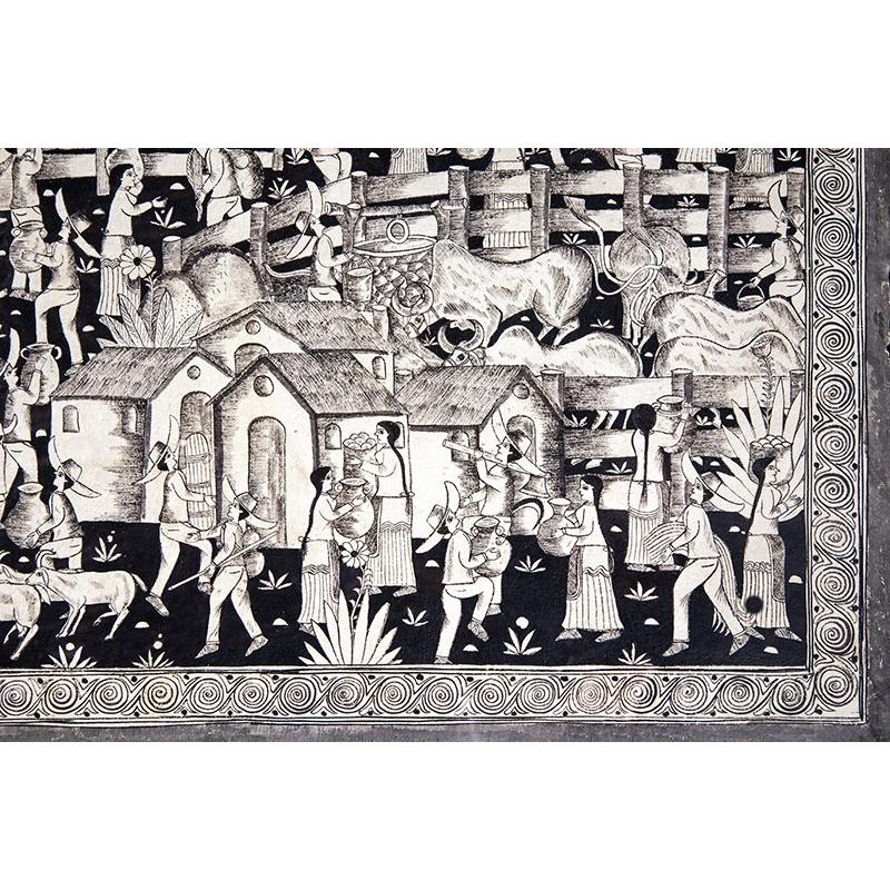 Vista de Xalitla / Amate Paper Mexican Folk Art Painting Frame