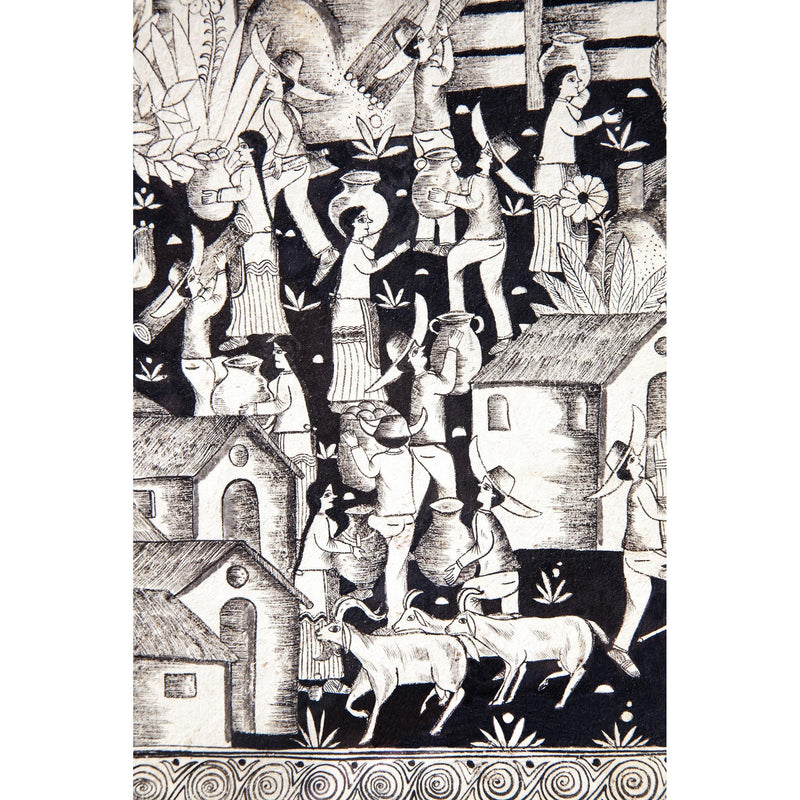 Vista de Xalitla / Amate Paper Mexican Folk Art Painting Frame
