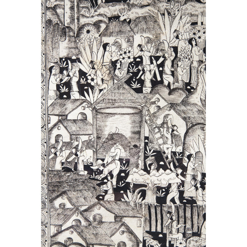 Vista de Xalitla / Amate Paper Mexican Folk Art Painting Frame