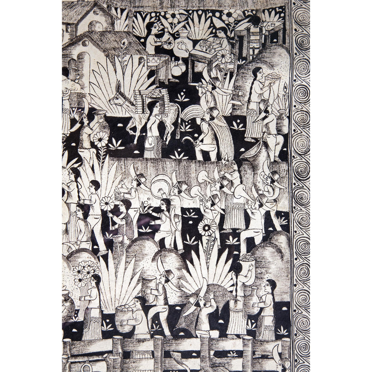 Vista de Xalitla / Amate Paper Mexican Folk Art Painting Frame