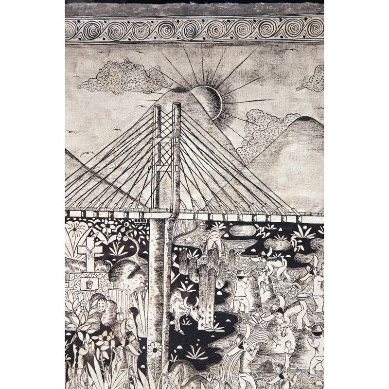 Vista de Xalitla / Amate Paper Mexican Folk Art Painting Frame