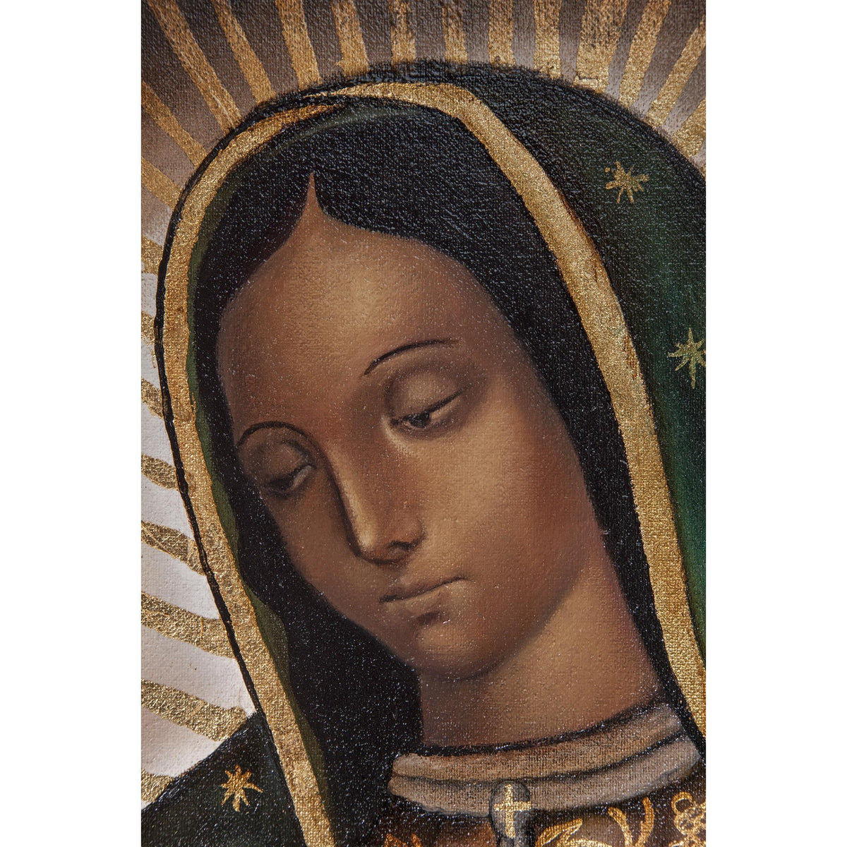 Virgen de Guadalupe Tradicional al oleo / Mexican Folk Art Oil Painting Frame