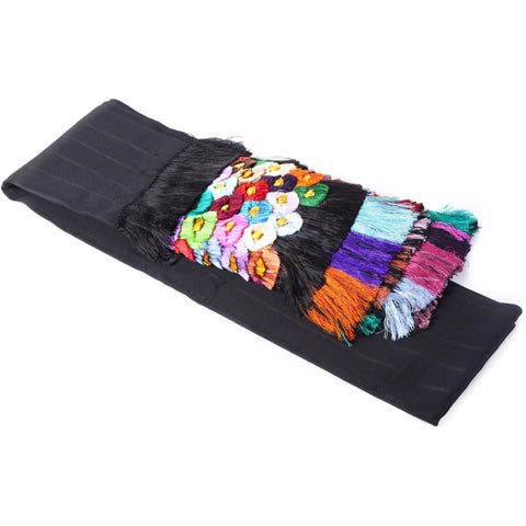 Rebozo Negro de 1000 Flores / Textiles Mexican Folk Art Shawl