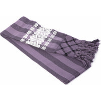 Rebozo Morado y Flores Blancas / Textiles Mexican Folk Art Shawl