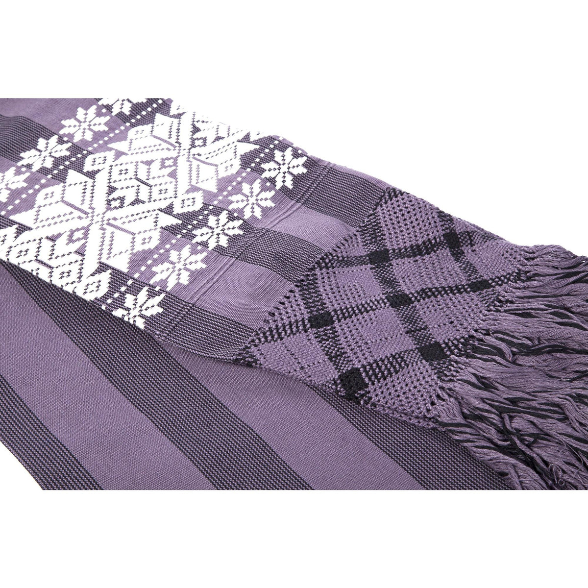 Rebozo Morado y Flores Blancas / Textiles Mexican Folk Art Shawl