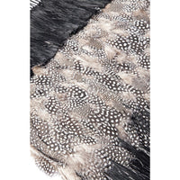 Rebozo Rayado Negro y Blanco con Plumas / Textiles Mexican Folk Art Shawl