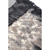 Rebozo Rayado Negro y Blanco con Plumas / Textiles Mexican Folk Art Shawl