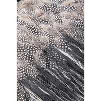 Rebozo Rayado Negro y Blanco con Plumas / Textiles Mexican Folk Art Shawl