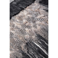 Rebozo Rayado Negro y Blanco con Plumas / Textiles Mexican Folk Art Shawl