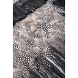 Rebozo Rayado Negro y Blanco con Plumas / Textiles Mexican Folk Art Shawl