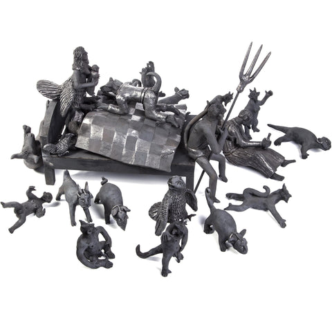 El Sueño de los Amantes / Ceramics Black Clay Mexican Folk Art