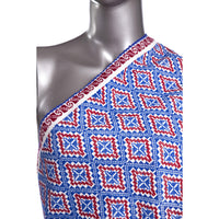 Rebozo Blanco Bordado Rojo Azul / Textiles Mexican Folk Art Shawl