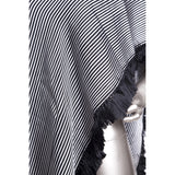 Rebozo Rayado Negro y Blanco con Plumas / Textiles Mexican Folk Art Shawl
