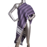 Rebozo Morado y Flores Blancas / Textiles Mexican Folk Art Shawl