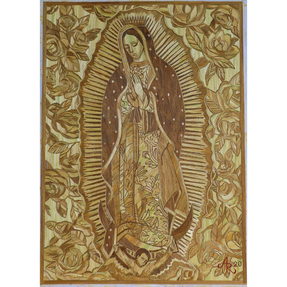 Virgen de Guadalupe - Natural Straw - Mexican Fine Art | Cactus Fine Art