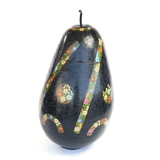 Costurero negro rayado / Lacquer Mexican Folk Art