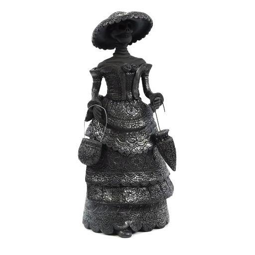 Mujer Catrina-Oaxaca / Ceramics Black Clay Mexican Folk Art
