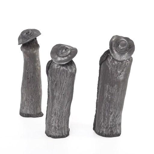 Los tres Señores / Ceramics Black Clay Mexican Folk Art
