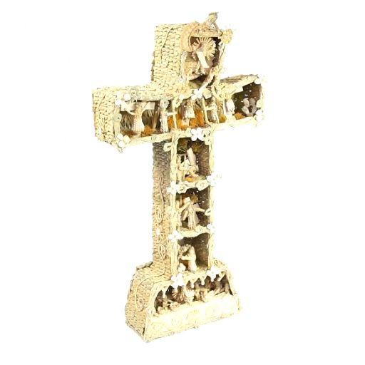 La Vida de Jesus en la Cruz / Vegetable Fibers Mexican Folk Art Sculpture